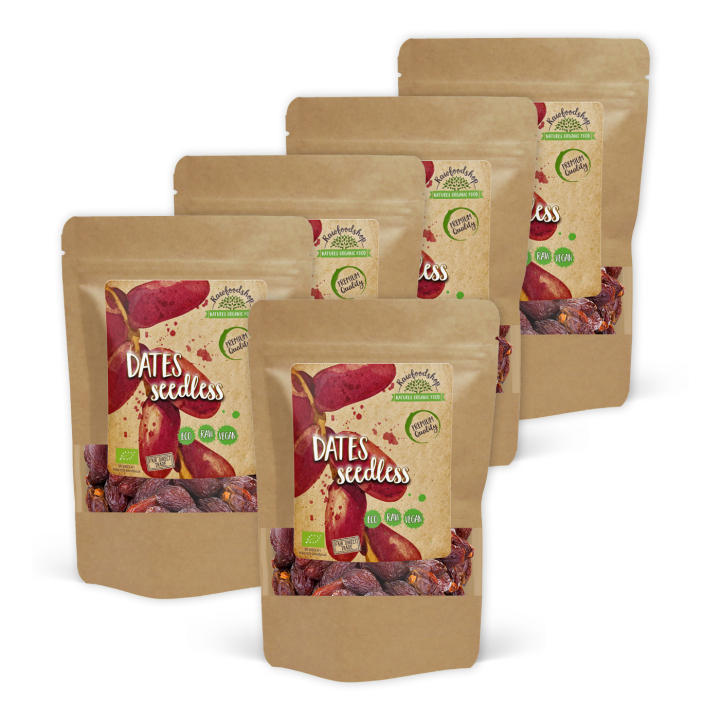 Dadler udkernede ØKO 500g x 5 pakker i gruppen Råvarer & Drikke / Frugt & Frugtpulver / Dadler hos Rawfoodshop Scandinavia AB (RFRU500356E-SET5)