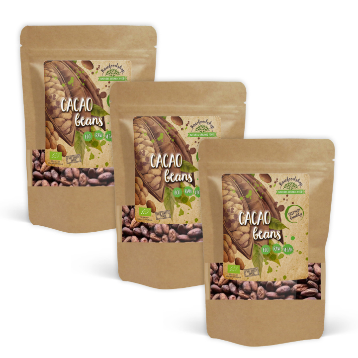 Kakaobønner ØKO 125g x 3 pakker i gruppen Råvarer & Drikke / Bagning / Kakaoprodukter hos Rawfoodshop Scandinavia AB (RKAK100402E-SET3)