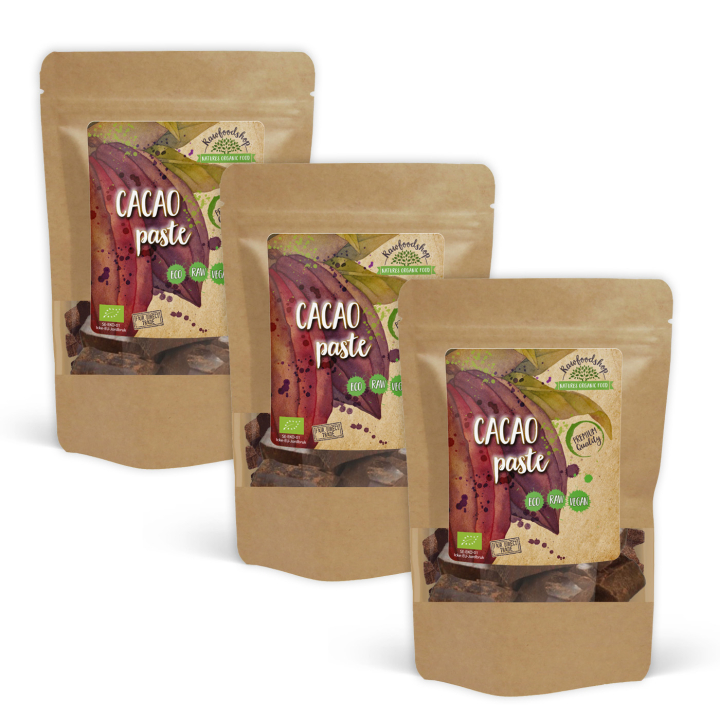 Kakaomasse 100% RAW ØKO 250g x 3 pakker i gruppen Råvarer & Drikke / Bagning / Kakaoprodukter hos Rawfoodshop Scandinavia AB (RKAK250312E-SET3)