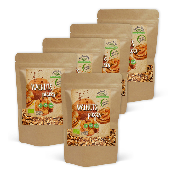 Valnødder i stykker RAW ØKO 500g x 5 pakker i gruppen Råvarer & Drikke / Nødder / Valnødder hos Rawfoodshop Scandinavia AB (RNOT2-SET5)