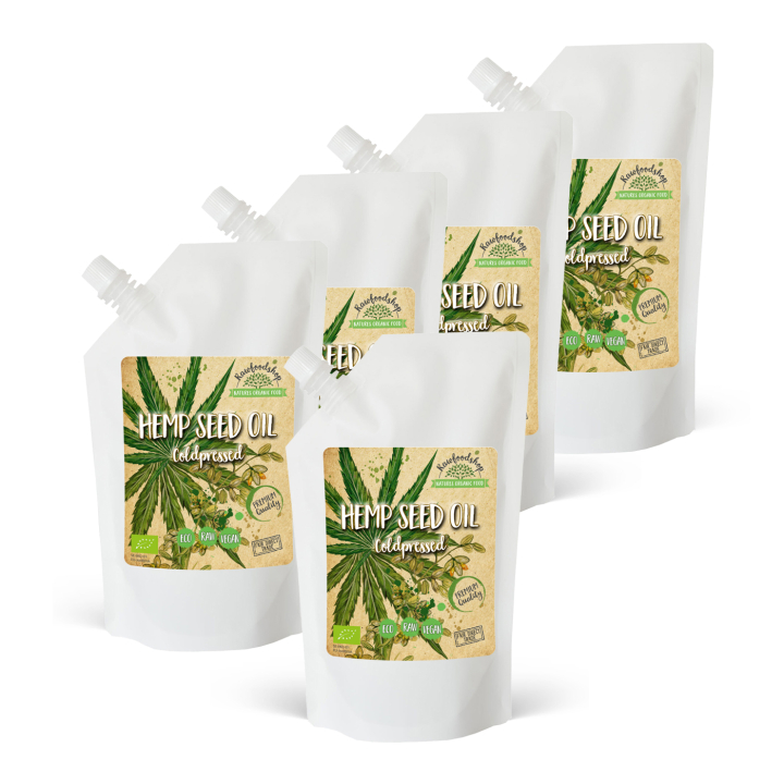 Hampeolie ØKO 1000 ml x 5 pakker i gruppen Råvarer & Drikke / Helsekost / Hamp hos Rawfoodshop Scandinavia AB (ROLJ1000211E-SET5)
