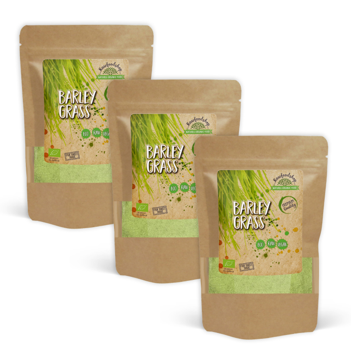 Byggræspulver ØKO 125g x 3 pakker i gruppen Råvarer & Drikke / Helsekost / Byg & Hvedegræs hos Rawfoodshop Scandinavia AB (RPUL100511E-SET3)