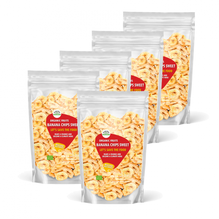 Bananchips Søde ØKO 500g 5stk pakke i gruppen Råvarer & Drikke / Frugt & Frugtpulver / Banan hos Rawfoodshop Scandinavia AB (SF223051SET)