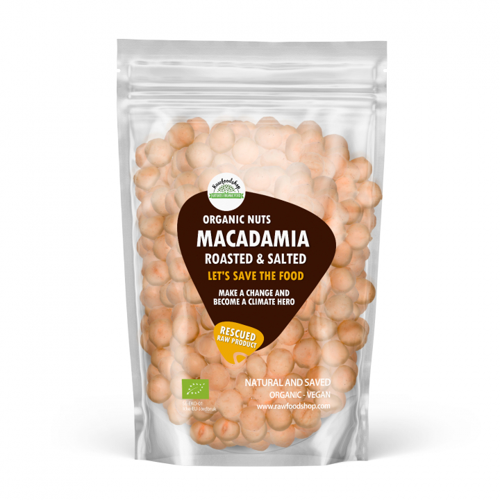 Macadamianødder ristede & saltede ØKO 1kg i gruppen Råvarer & Drikke / Nødder / Macadamia hos Rawfoodshop Scandinavia AB (SFNOT1001)