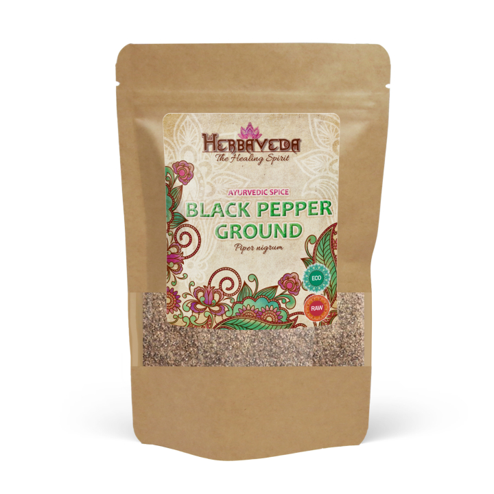 Herbaveda Sort Peber Malet ØKO 100g i gruppen Råvarer & Drikke / Spisekammer / Krydderier hos Rawfoodshop Scandinavia AB (SPM10)