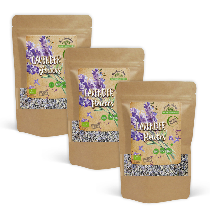 Lavendelblomster ØKO 50g x 3 pakker i gruppen Råvarer & Drikke / Bagning / Spiselige blomster hos Rawfoodshop Scandinavia AB (TE0019-SET3)