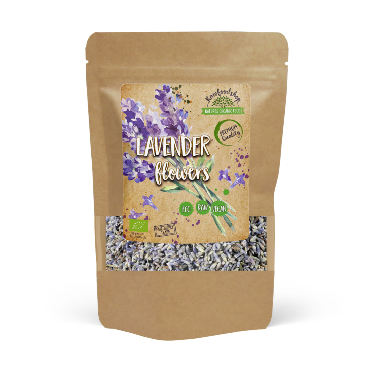 Lavendelblomster ØKO 50g i gruppen Råvarer & Drikke / Bagning / Spiselige blomster hos Rawfoodshop Scandinavia AB (TE0019)