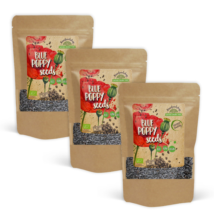 Valmuefrø Blå ØKO 100g x 3 pakker i gruppen Råvarer & Drikke / Helsekost / Frø hos Rawfoodshop Scandinavia AB (VAL100-SET3)