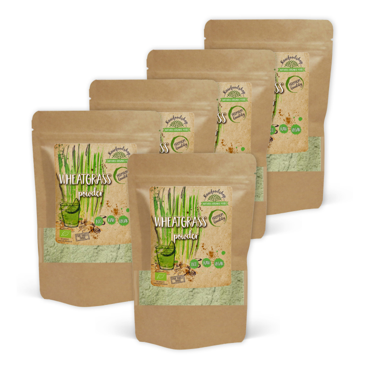 Hvedegræspulver ØKO 125g x 5 pakker i gruppen Råvarer & Drikke / Helsekost / Byg & Hvedegræs hos Rawfoodshop Scandinavia AB (VET01-SET5)