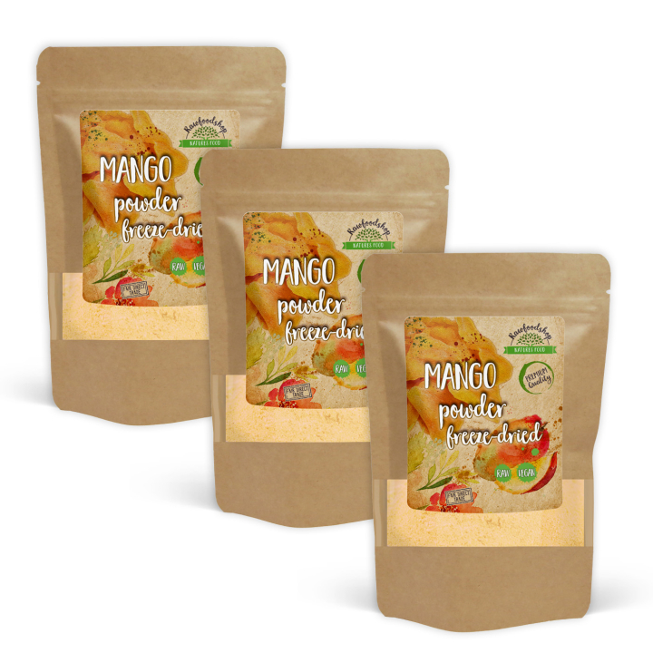Mangopulver Frysetørret 125g x 3 pakker i gruppen Råvarer & Drikke / Frugt & Frugtpulver / Mango hos Rawfoodshop Scandinavia AB (VILDMP01-SET3)