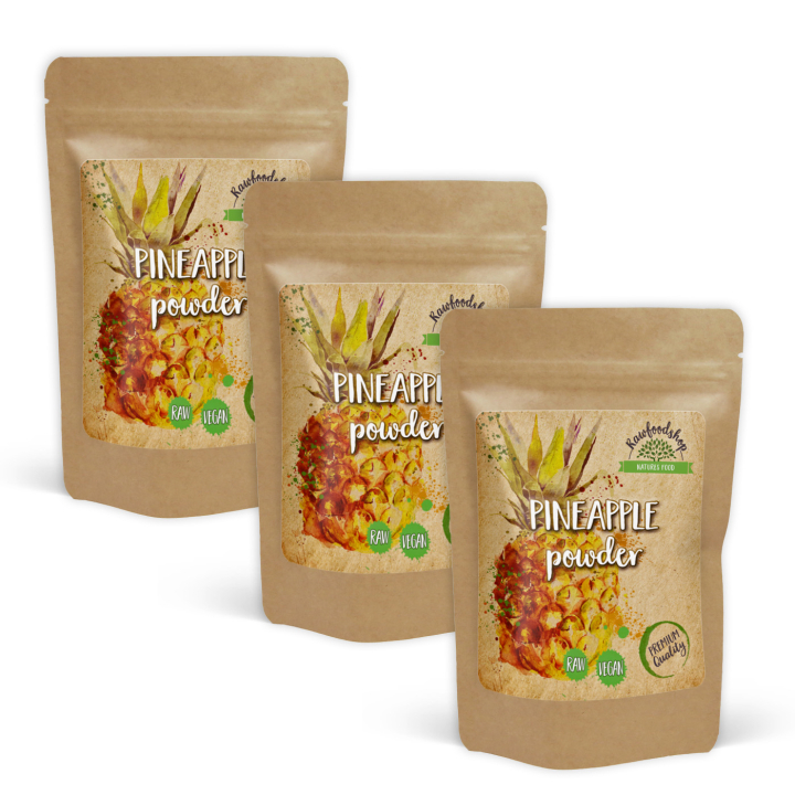 Ananaspulver 125g x 3 pakker i gruppen Råvarer & Drikke / Frugt & Frugtpulver / Ananas hos Rawfoodshop Scandinavia AB (VITANANANASPULV-SET3)