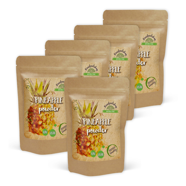 Ananaspulver 125g x 5 pakker i gruppen Råvarer & Drikke / Frugt & Frugtpulver / Ananas hos Rawfoodshop Scandinavia AB (VITANANANASPULV-SET5)