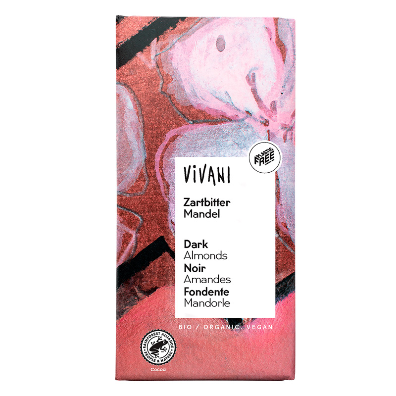 Vivani Mørk Chokolade med Mandler 100g i gruppen Råvarer & Drikke / Slik & Chokolade / Chokolade og Bars hos Rawfoodshop Scandinavia AB (VIV9659029071)