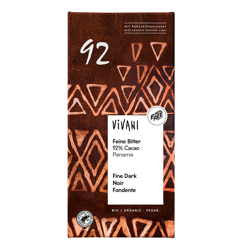 Vivani 92% ØKO 80g i gruppen Råvarer & Drikke / Slik & Chokolade / Chokolade og Bars hos Rawfoodshop Scandinavia AB (VIV9856709871)