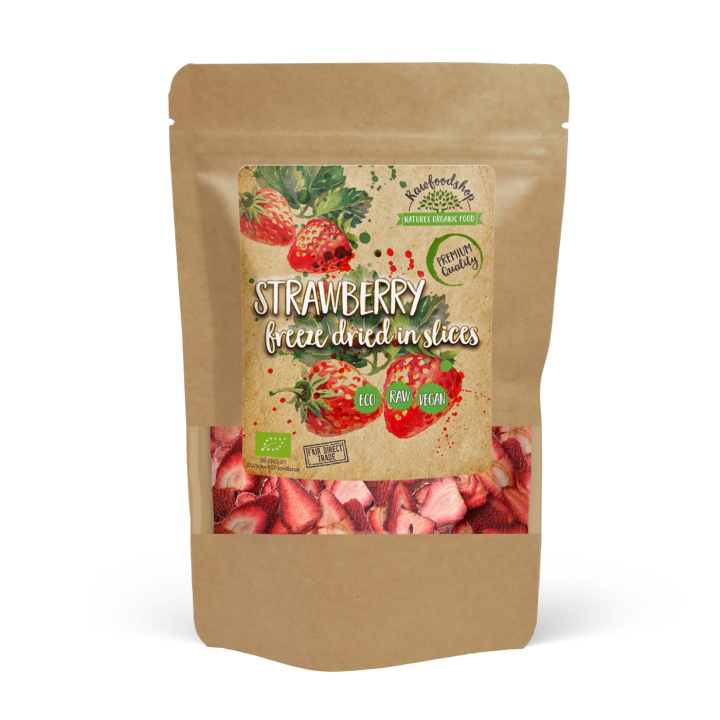 Jordbær Frysetørrede Skiver ØKO 50g i gruppen Råvarer & Drikke / Frugt & Frugtpulver / Jordbær hos Rawfoodshop Scandinavia AB (ZFN0263-1)
