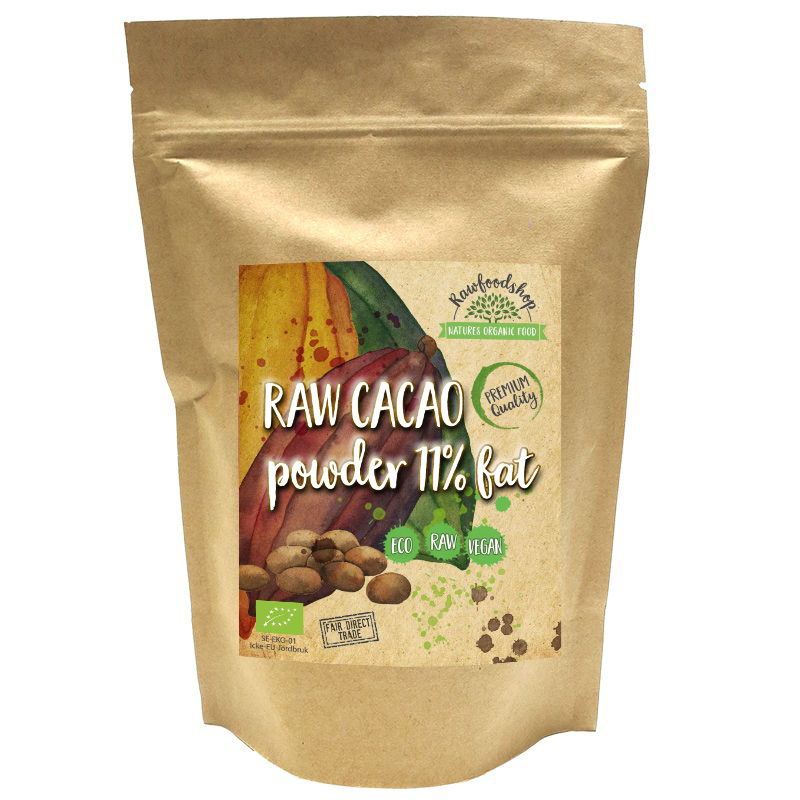 Kakaopulver Raw 11% ØKO 500g i gruppen Råvarer & Drikke / Bagning / Kakaoprodukter hos Rawfoodshop Scandinavia AB (ZFN0264-5)