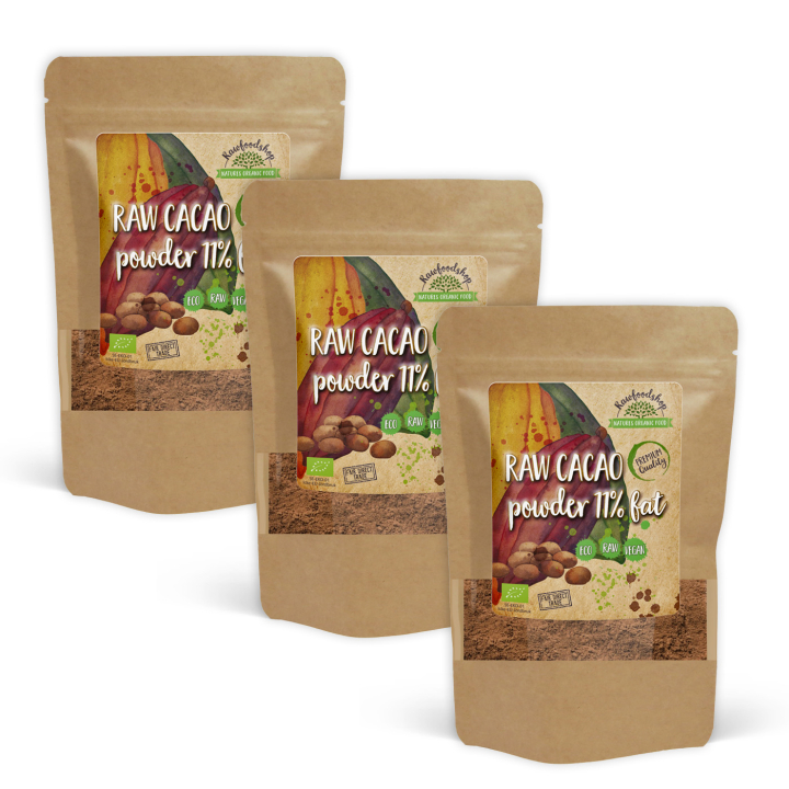 Kakaopulver 11% RAW ØKO 1kg x 3 pakker i gruppen Råvarer & Drikke / Bagning / Kakaoprodukter hos Rawfoodshop Scandinavia AB (ZFN02648-SET3)