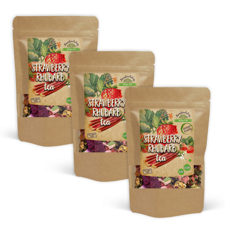 Jordbær- og Rabarberte 100g x 3 pakker i gruppen Råvarer & Drikke / Drikkevarer / Te hos Rawfoodshop Scandinavia AB (ZFN0267051-SET3)