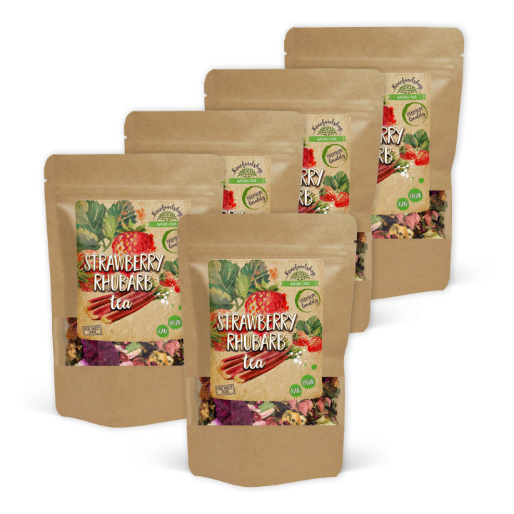 Jordbær- og Rabarberte 100g x 5 pakker i gruppen Råvarer & Drikke / Drikkevarer / Te hos Rawfoodshop Scandinavia AB (ZFN0267051-SET5)