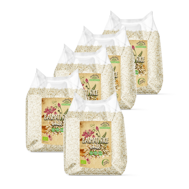 Basmatiris Hvide ØKO 1kg x 5 pakker