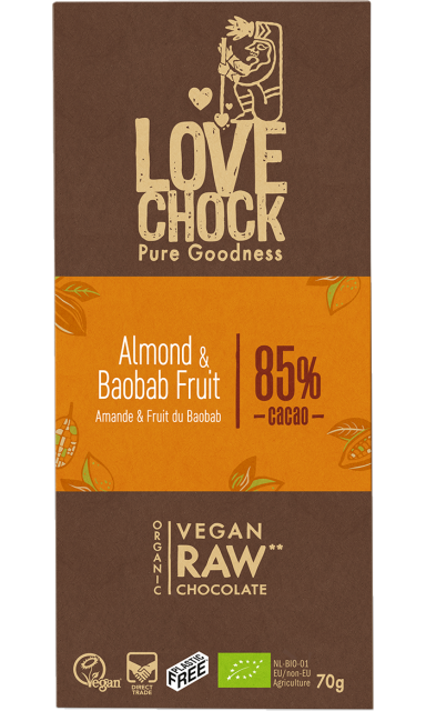 Chokolade Mandel & Baobab 85% RAW Øko 70g