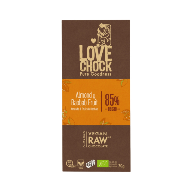 Chokolade Mandel & Baobab 85% ØKO 70g