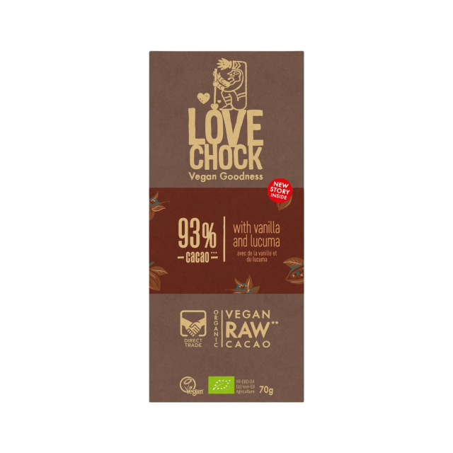 Chokolade Vanilje & Lucuma 93% RAW ØKO 70g