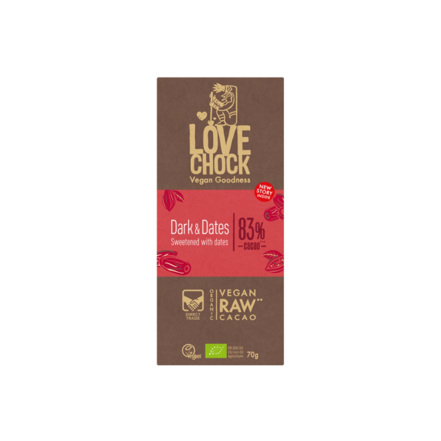 Chokolade Dark & Dates 83% ØKO 70g