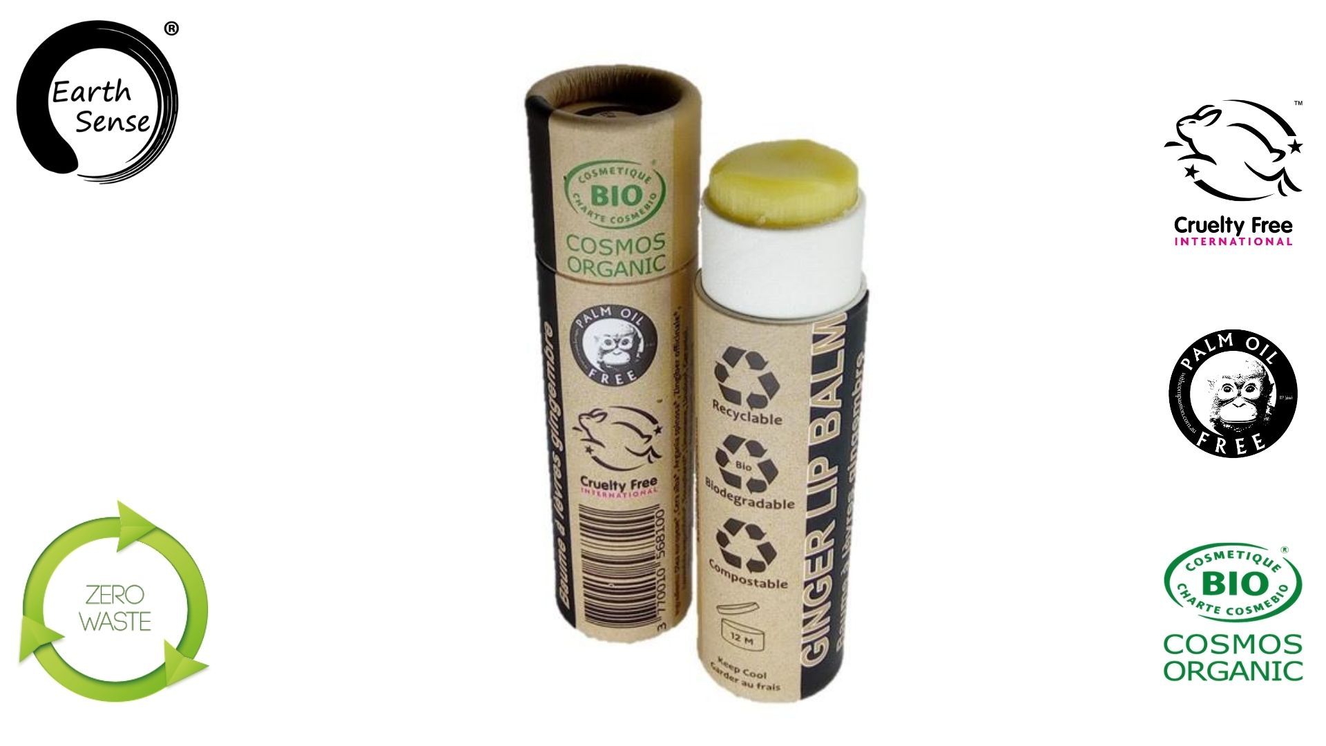 Earth Sense Lip Balm Ingefær ØKO 15ml
