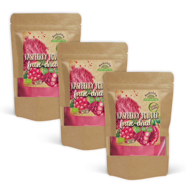 Hindbærpulver Frysetørret ØKO 100g x 3 pakker