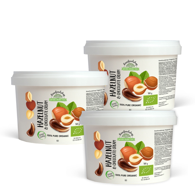 Hasselnødde og Chokolade Creme ØKO 500g x 3 pakker