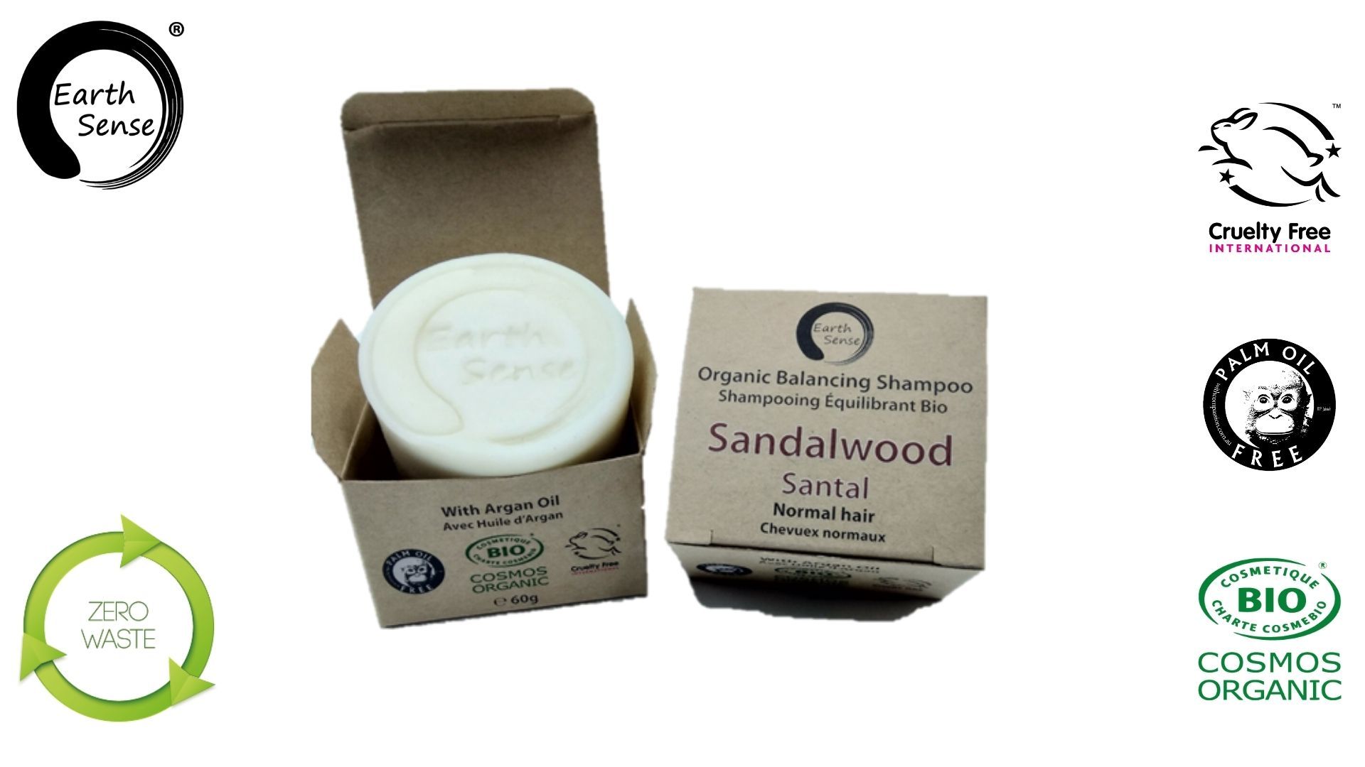 Earth Sense Shampookage Sandeltræ ØKO 60g