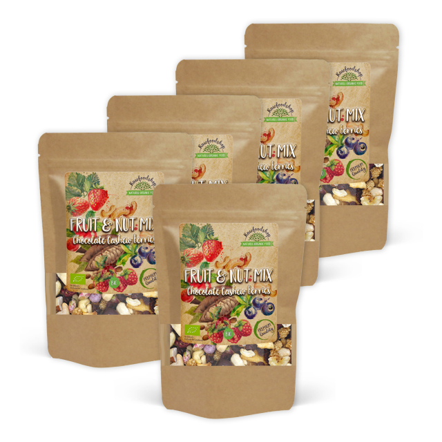 Frugt- & Nødmix Chokolade Cashew Skovbær ØKO 200g x 5 pakker