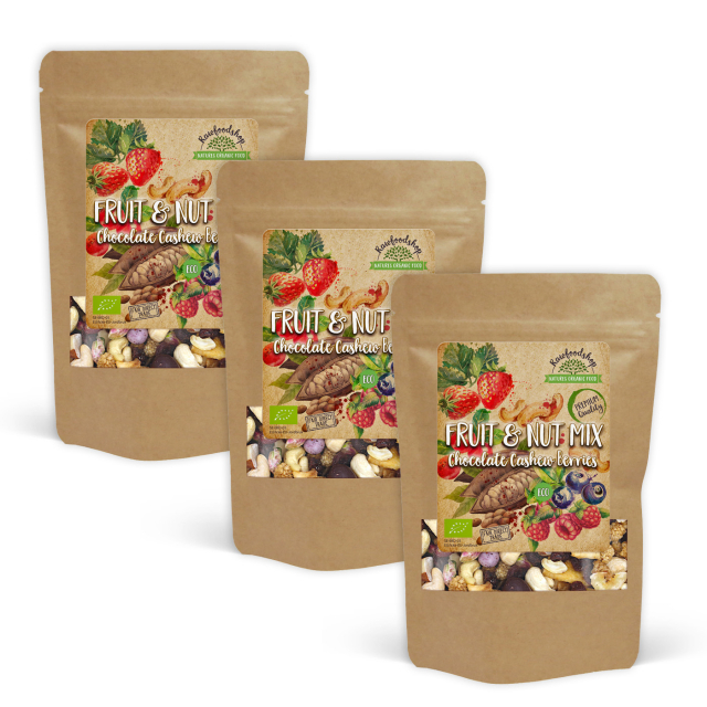 Frugt- & Nødmix Chokolade Cashew Skovbær ØKO 500g x 3 pakker