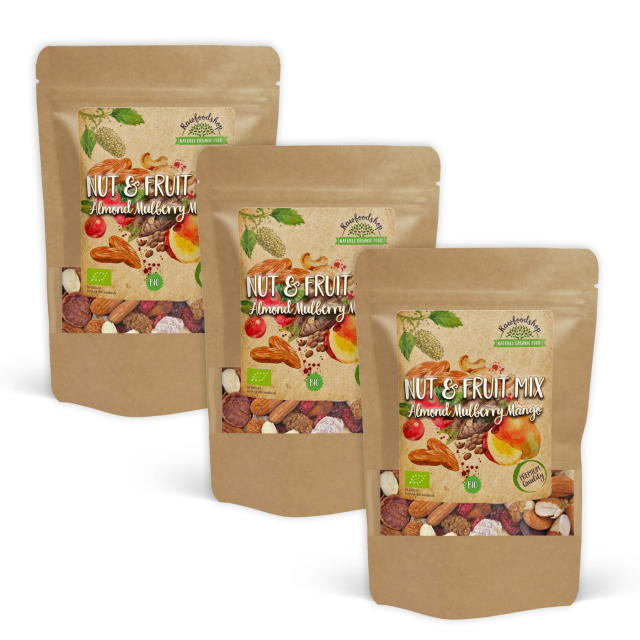 Nødde- & Frugtmix Mandel Morbær Mango ØKO 500g x 3 pakker