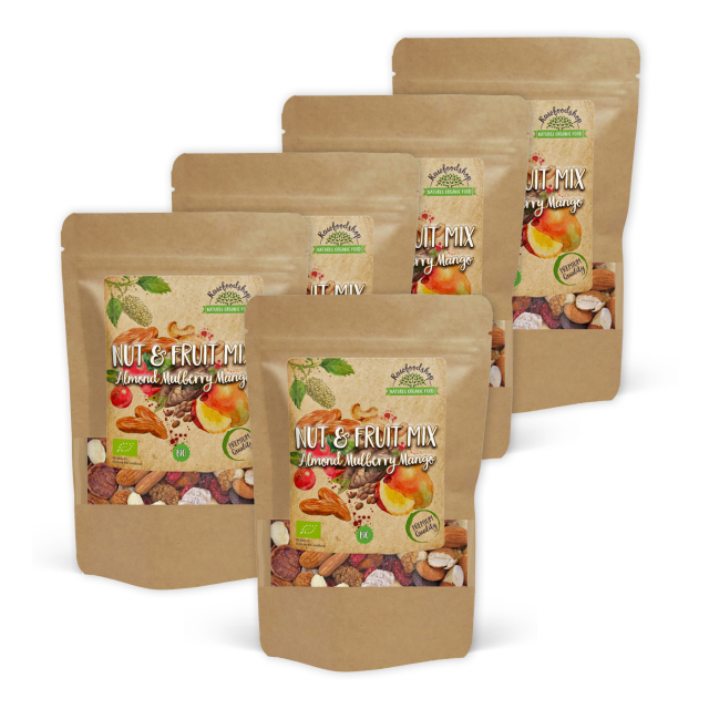 Nødde- & Frugtmix Mandel Morbær Mango ØKO 500g x 5 pakker