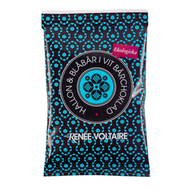 Hindbær & Blåbær i Hvid Bærchokolade ØKO 45g