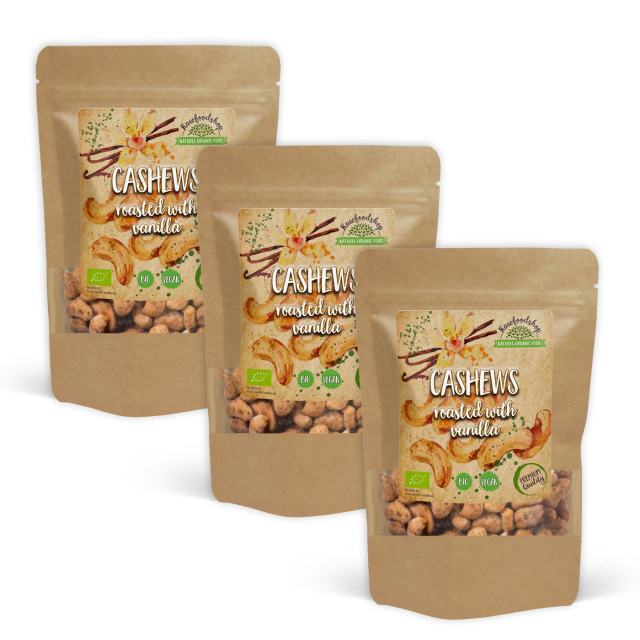 Cashewnødder Ristede med Vanilje ØKO 250g x 3 pakker