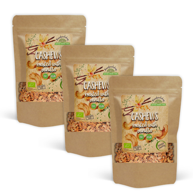 Cashewnødder Ristede med Vanilje ØKO 250g x 3 pakker