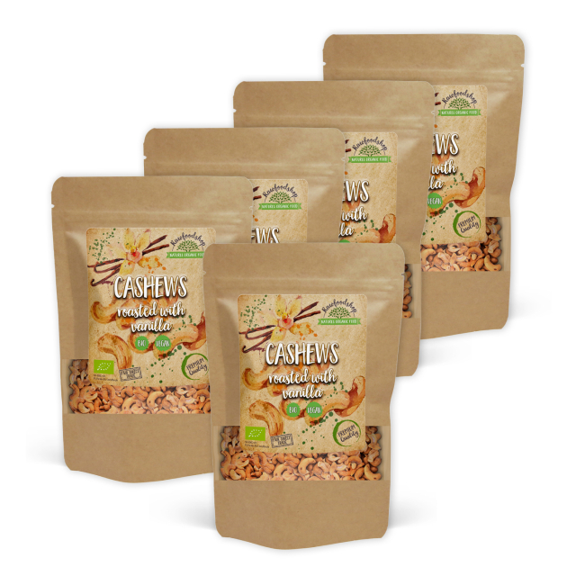 Cashewnødder Ristede med Vanilje ØKO 250g x 5 pakker