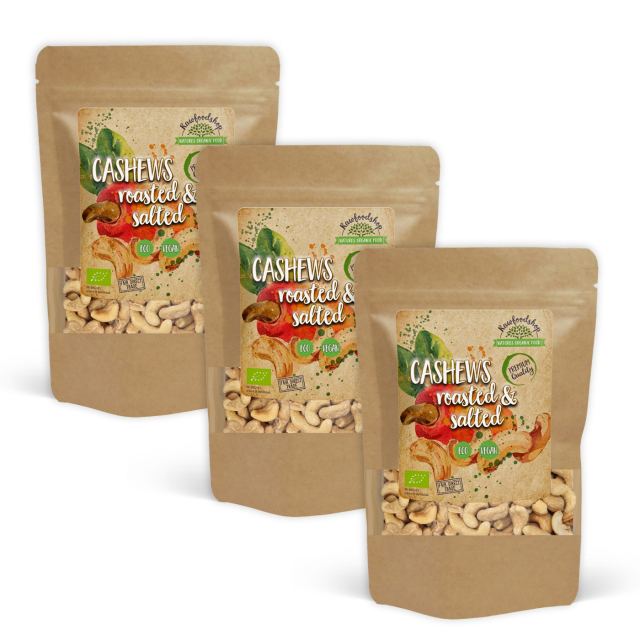 Cashewnødder Ristede & Saltede ØKO 1kg x 3 pakker