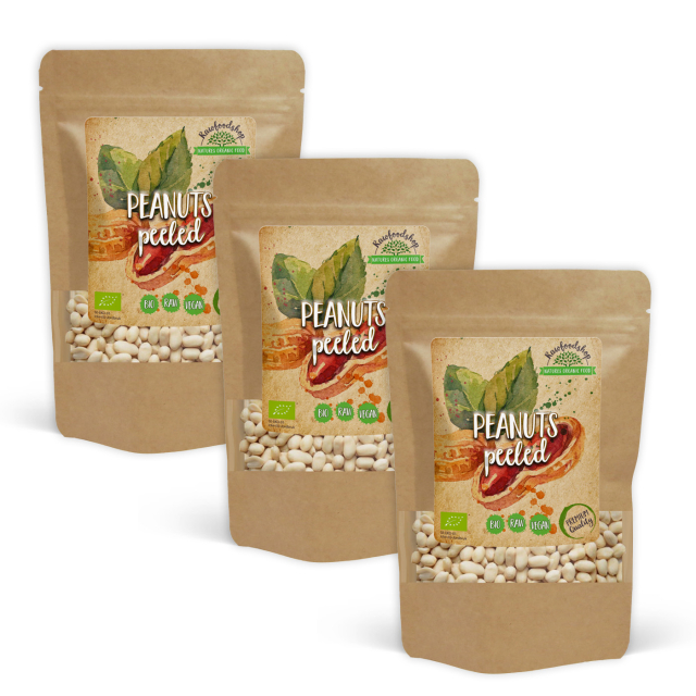 Jordnødder Premium Afskallede RAW ØKO 500g x 3 pakker