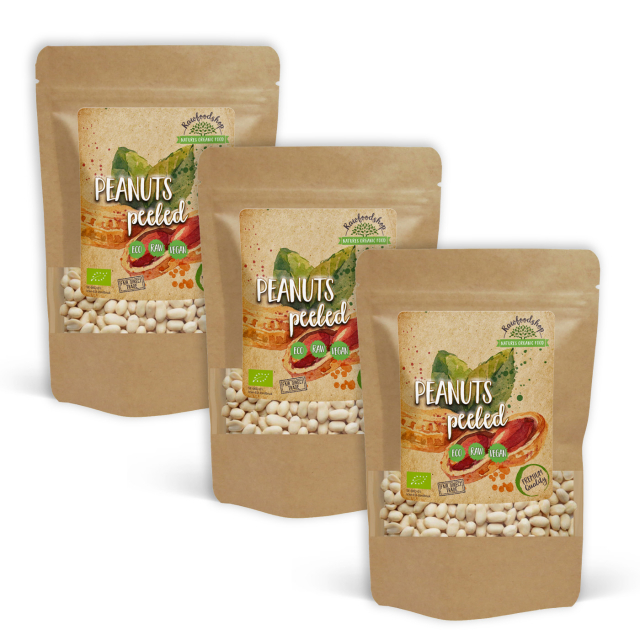 Jordnødder Premium Afskallede RAW ØKO 1kg x 3 pakker