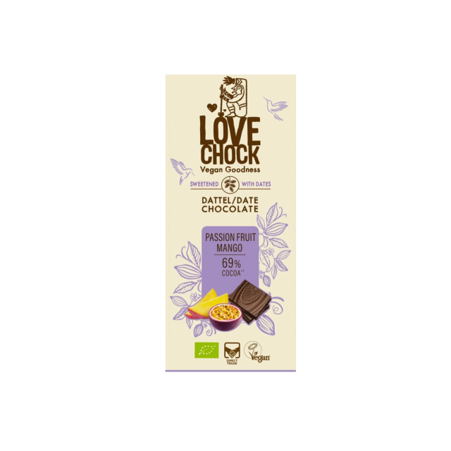 Chokolade med Passionsfrugt, Mango & Dadler ØKO 70g