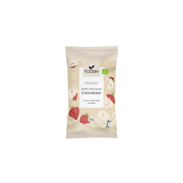 Jordbær i Hvid Chokolade ØKO 50g