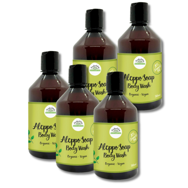 Aleppo Flydende sæbe Laurbærolie 20% ØKO 500ml x 5 stk