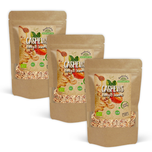 Cashewnødder Honning & Sesam ØKO 200g x 3 pakker