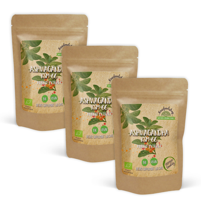 Ashwagandha KSM Extract 66 ØKO 500mg 60 kapsler x 3 pakker