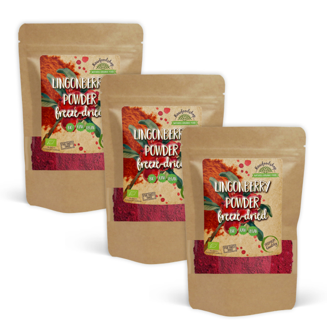 Tyttebærpulver Frysetørret ØKO 100g x 3 pakker