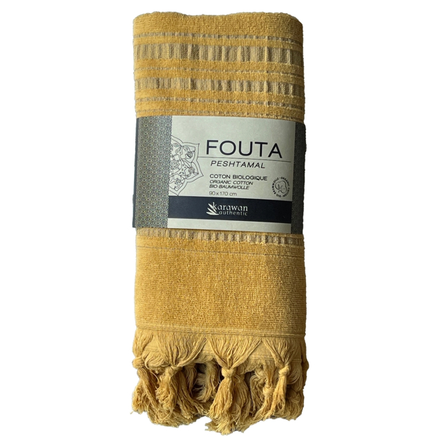 Fouta Sennepsgul i Økologisk Bomuld 90x170cm